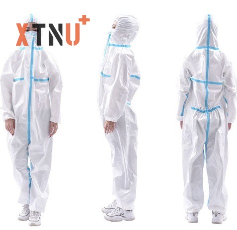 ​High Quality OEM En14126 Micro-Touch Personal Protective Equipment Work Clothes for Men Breathable White PPE Suite