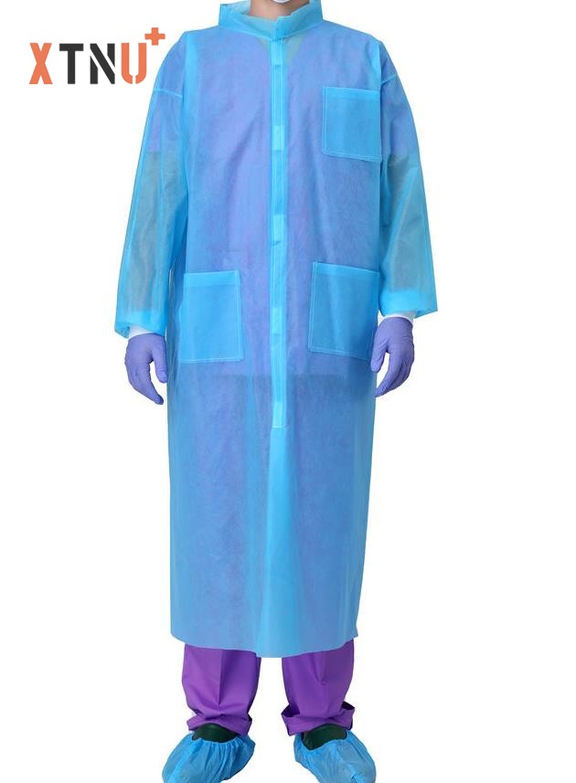 Nonwoven Stud Visitor lab Coat  with Shirt Collar